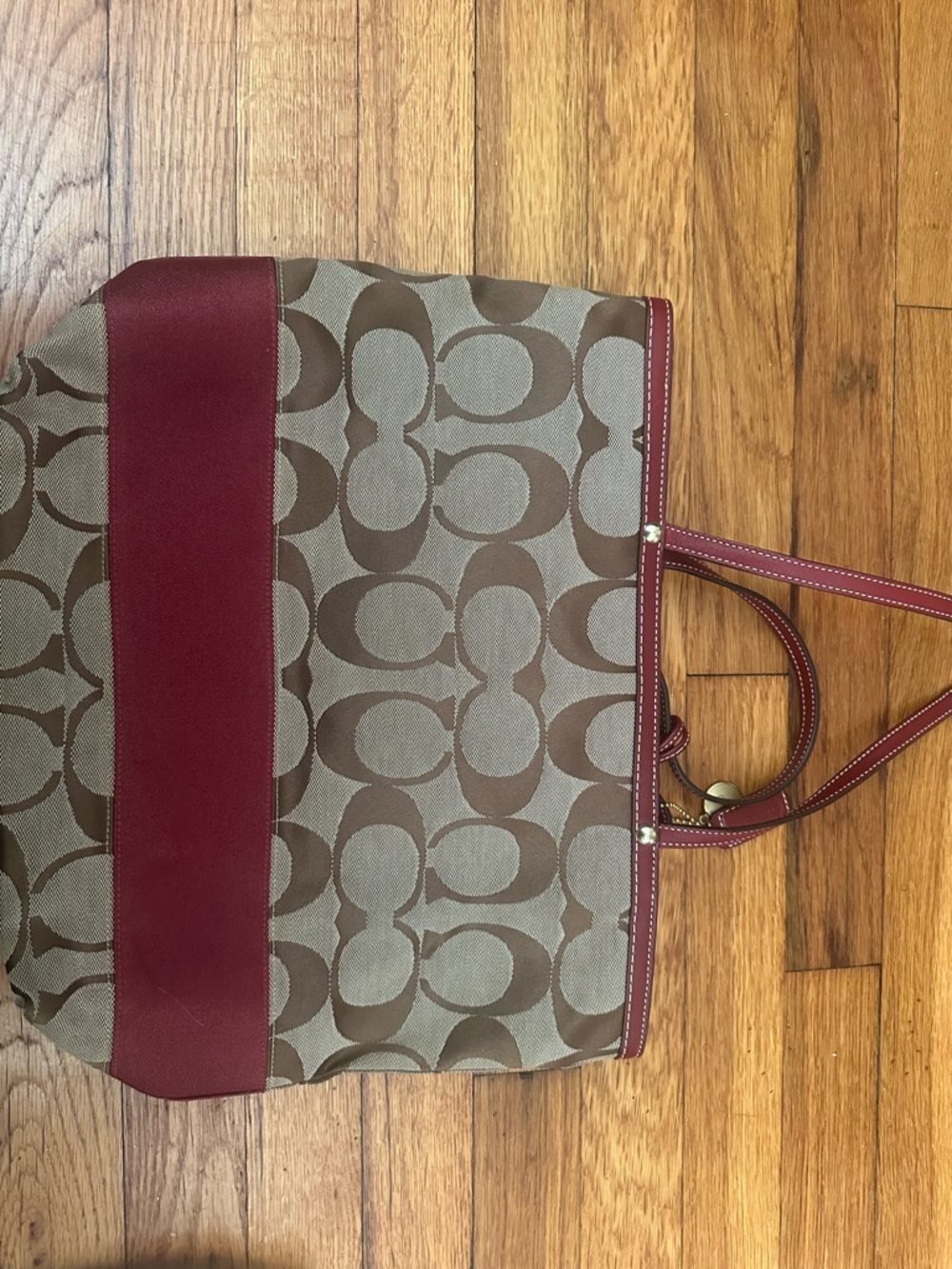 Coach Red Tote with Signature Lining - Picture 5 of 6